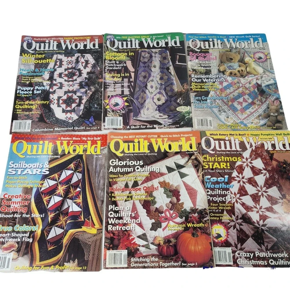 Vintage Quilt World Magazine Lot Of 15 - 2000, 2001, 2002